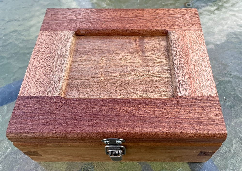 Small Cypress Pine and Soft Maple Dovetail Box 188mm x 166mm x 75mm